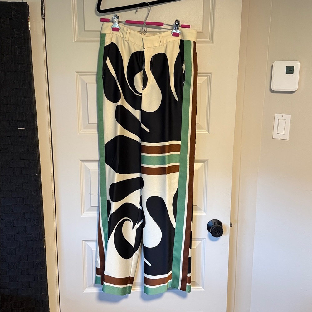 Zara Black and Cream Patterned Pants